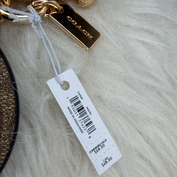 Coach NWT authentic leather keychain or bag charm mirror if open brown with pink - Picture 3 of 5